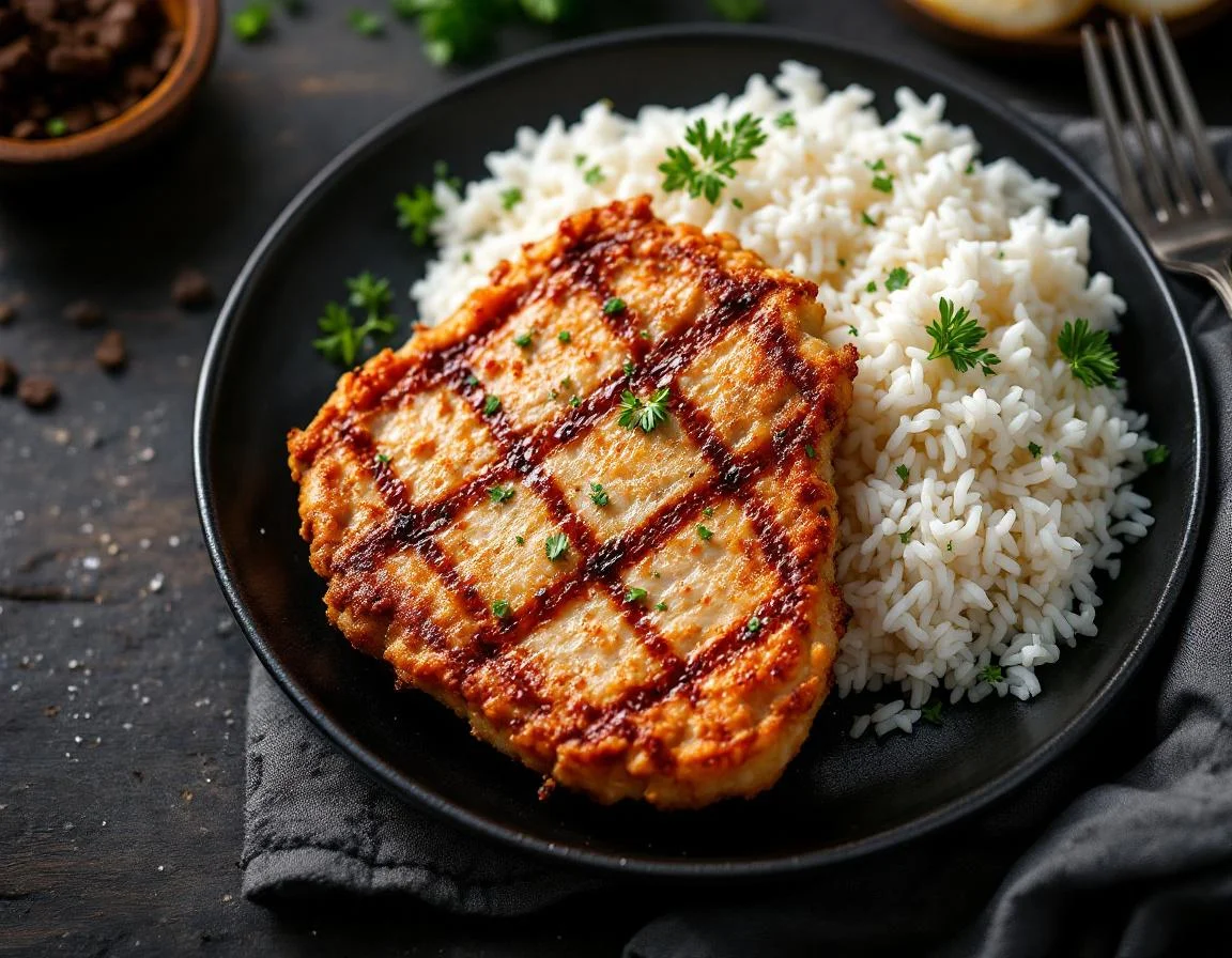 Air Fryer Pork Chops with White Rice