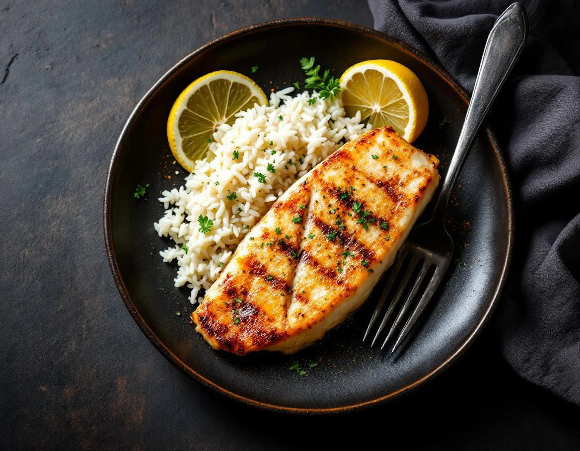 Skillet Tilapia Fillet with White Rice